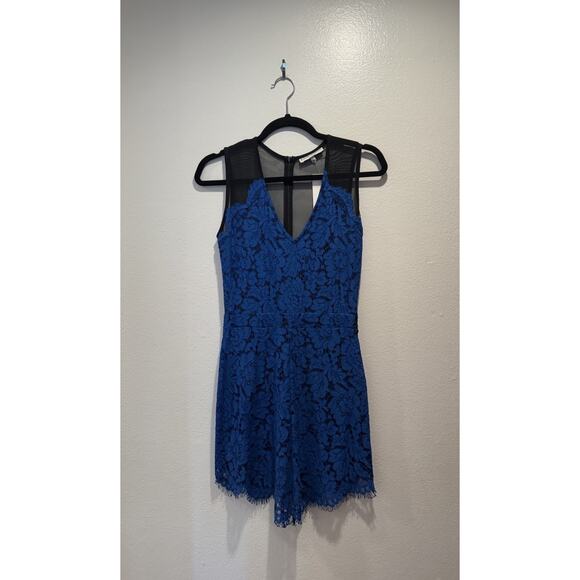Karina Grimaldi Dresses & Skirts - Karina Grimaldi Dress Size XS Blue Lace Black Mini Alina Sheer Mesh Back Sexy